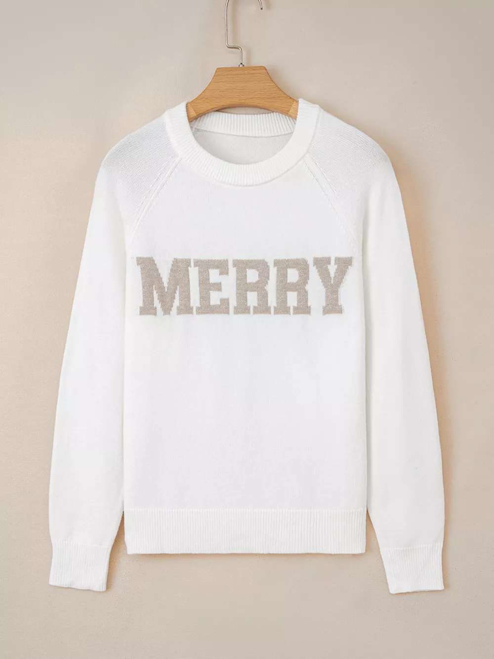MERRY Letter Pattern Christmas Raglan Sleeve Sweater, image 5