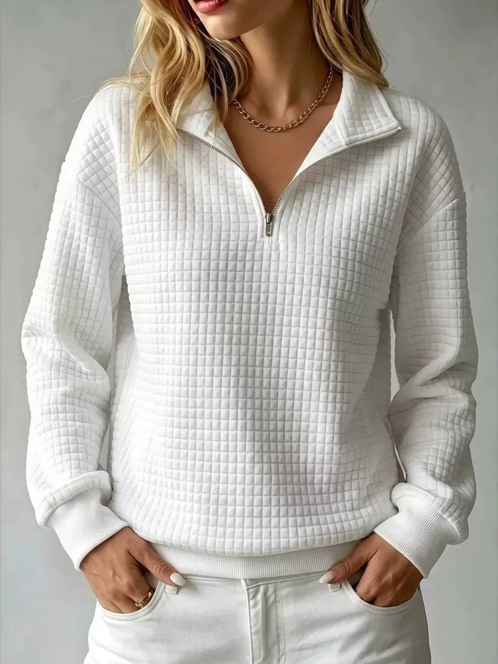 Waffle Knit Quarter-Zip Sweatshirt, image 16