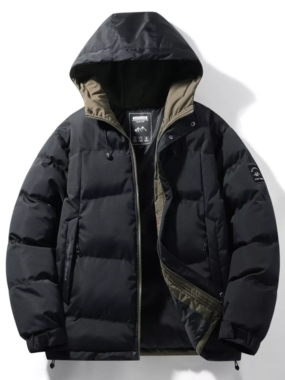Men's Full Size Outdoor Padded Hooded Puffer Jacket Plus Size