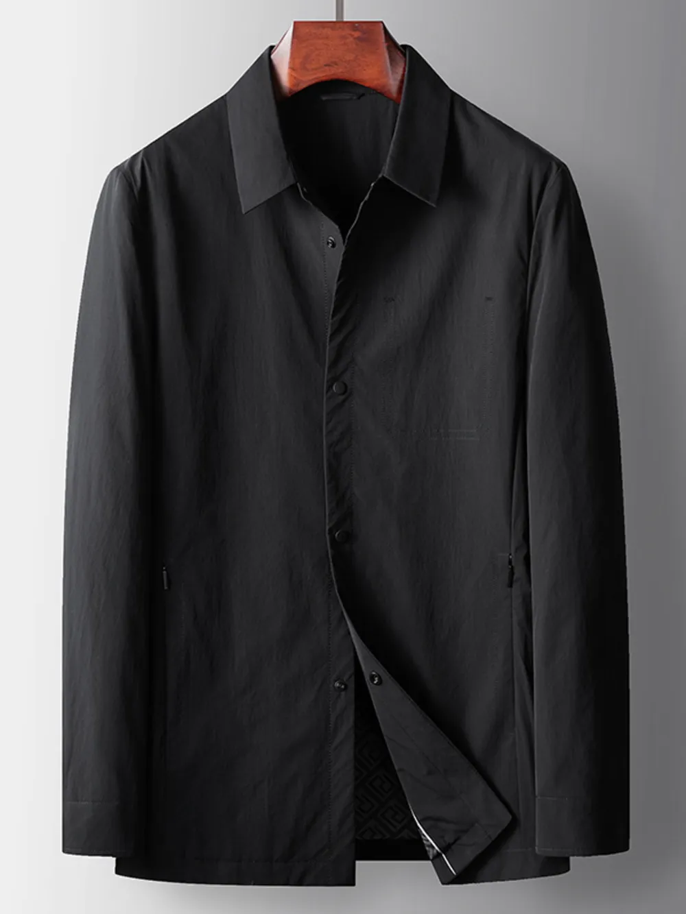 Men's Plus Size Button Up Long Sleeve Jacket