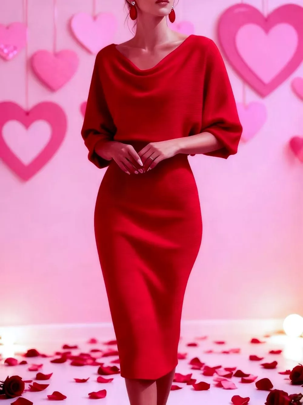 Cowl Neck Bodycon Midi Dress, image 8