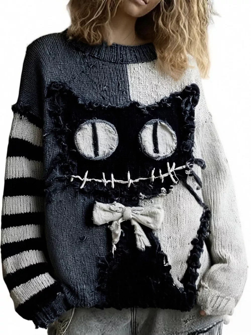 Full Size Color Block Oversized Dropped Shoulder Sweater Plus Size, image 5