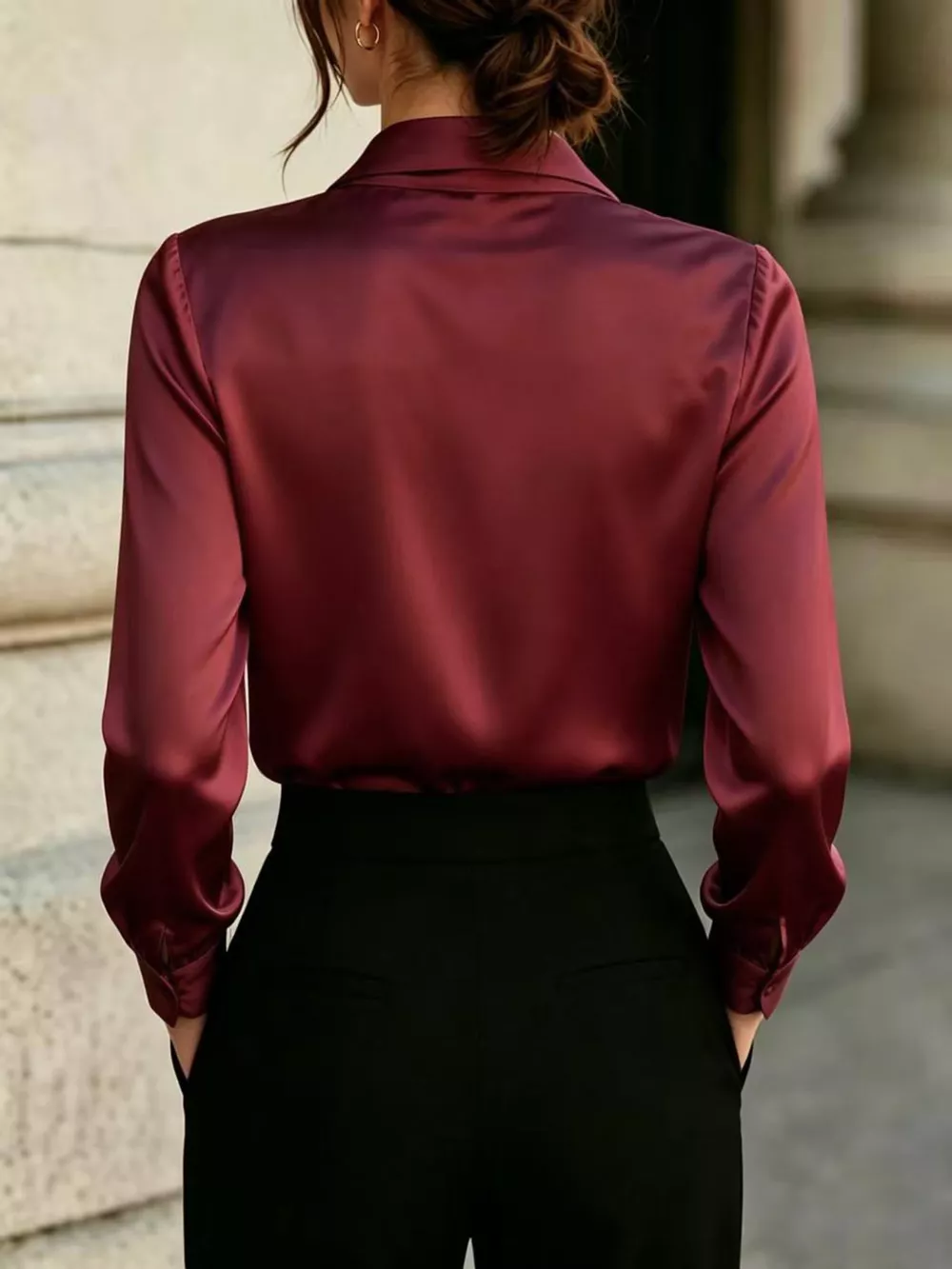 Front Tie Detail Satin Blouse, image 8