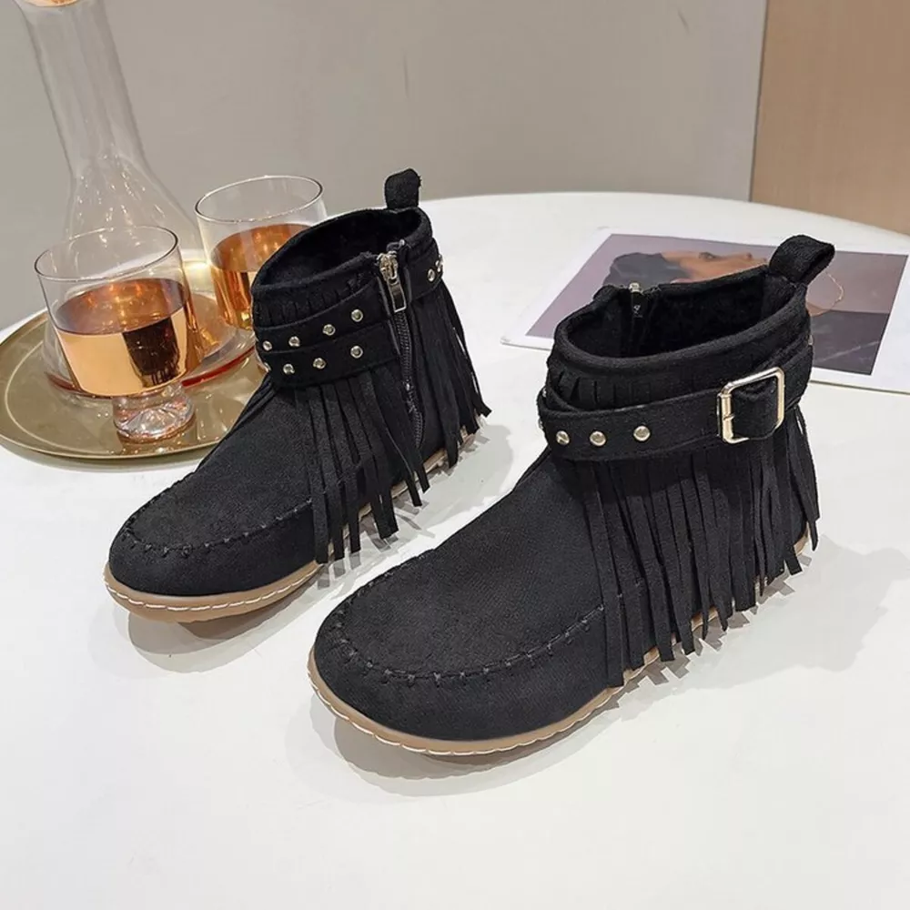 Fringe Round Toe Boots, image 4