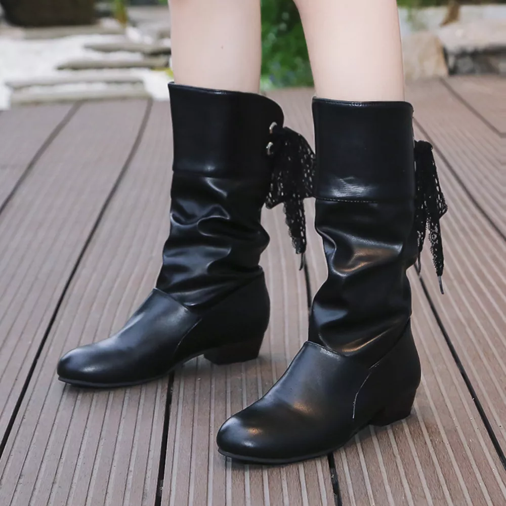 Round Toe Block Heels Boots, image 11
