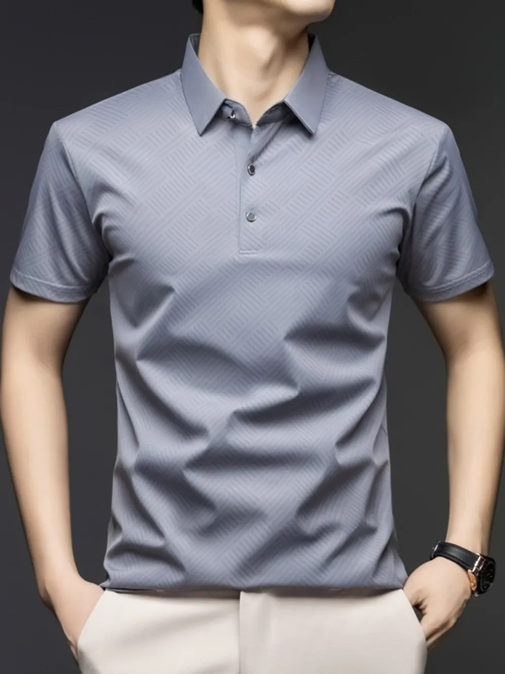 Men's Button Detail Short Sleeve Polo, image 4