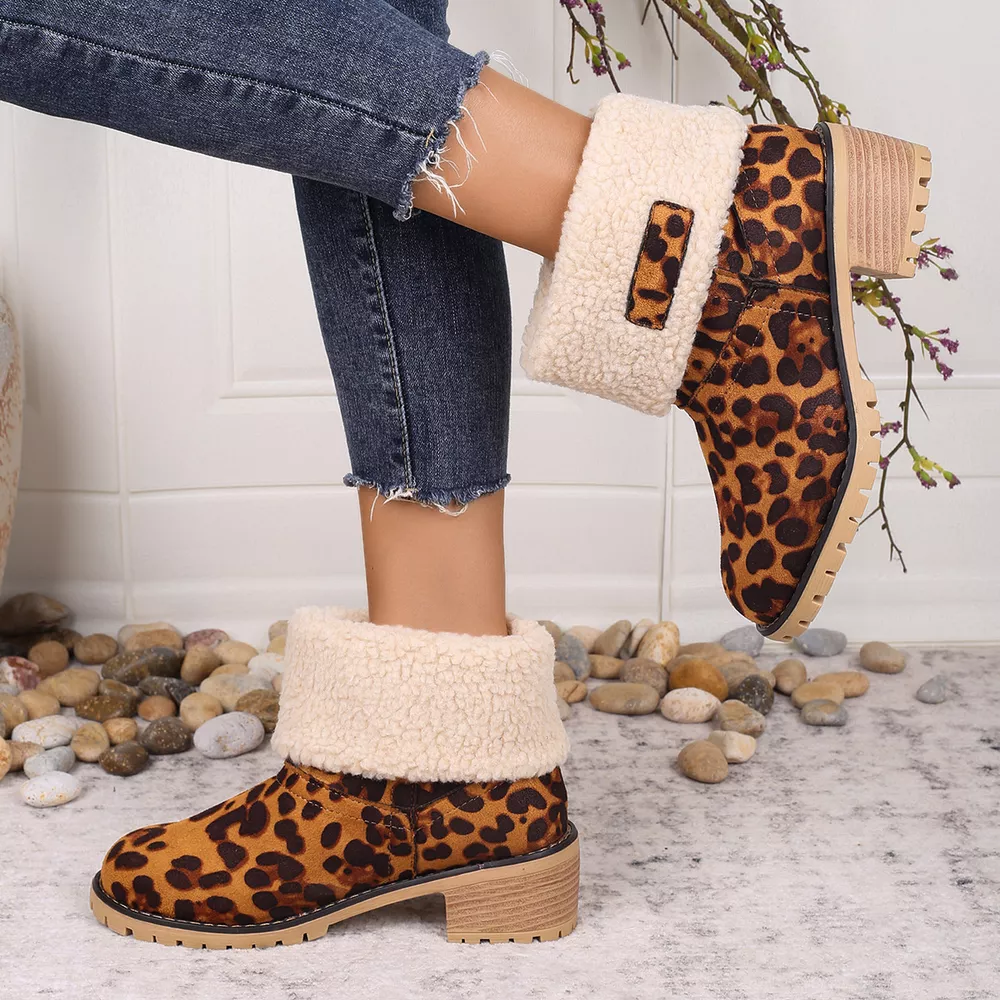 Leopard Print Plush Lined Boots, image 3