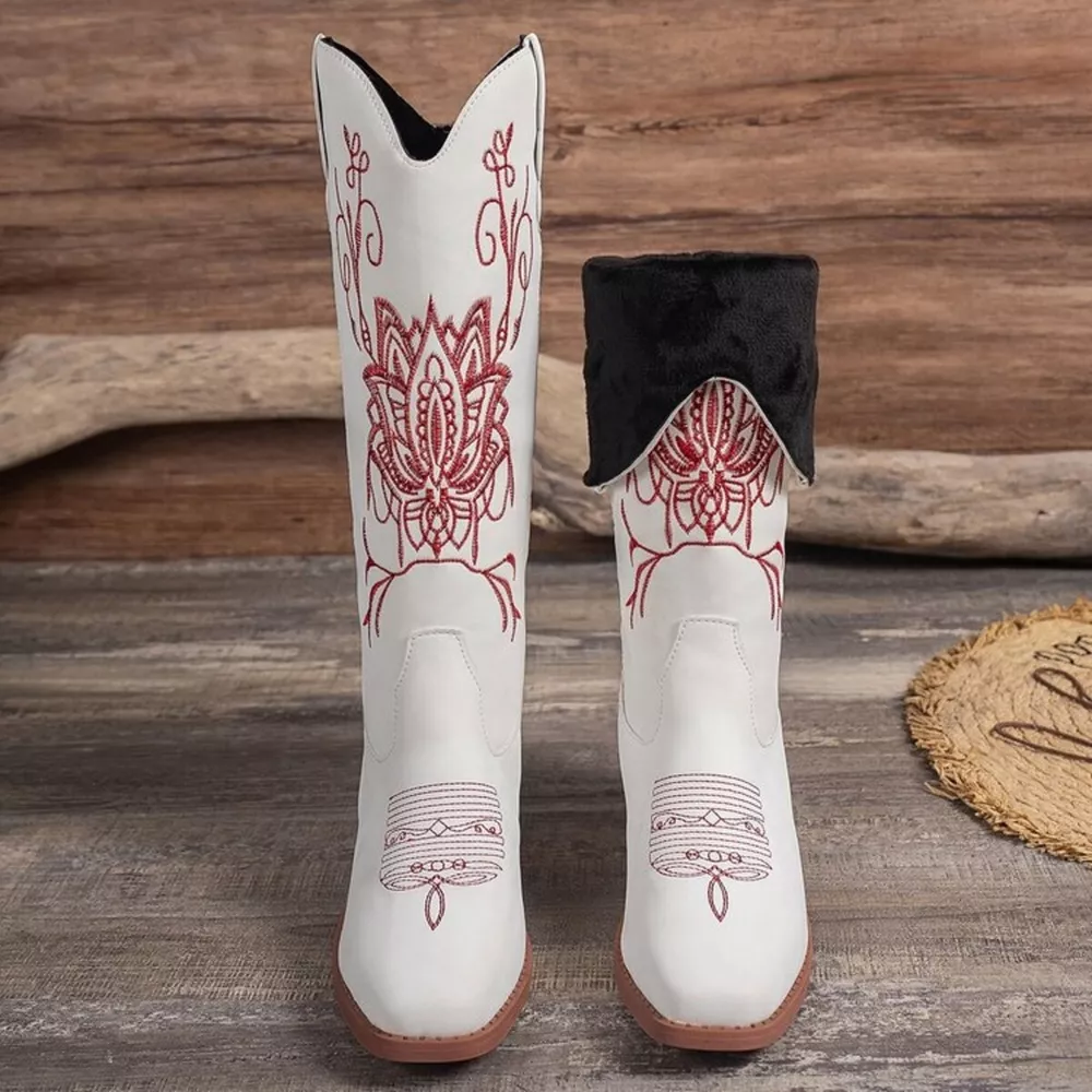 Embroidered Block Heels Boots, image 10