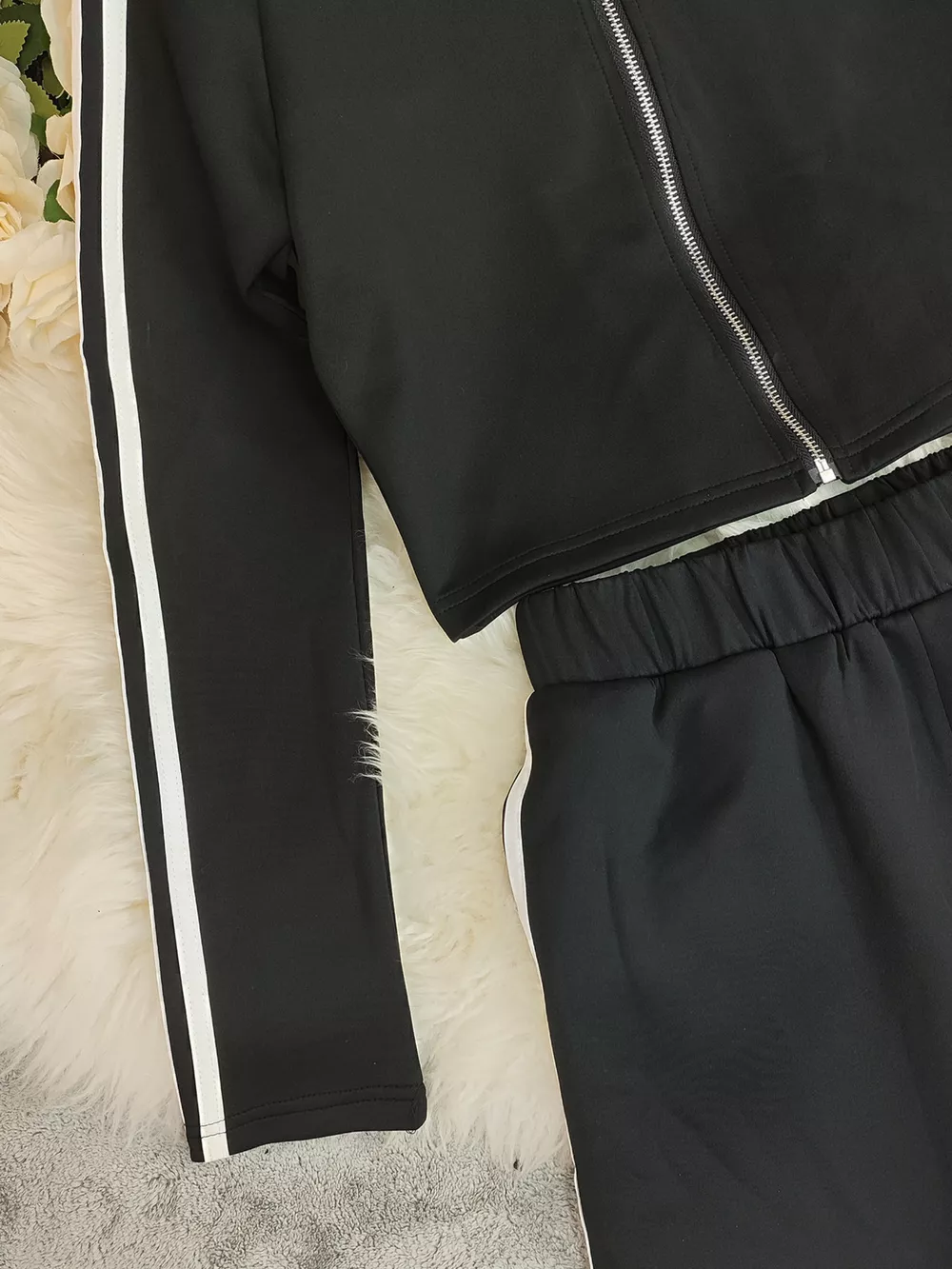 Striped Zip Up Top and Pants Set, image 2