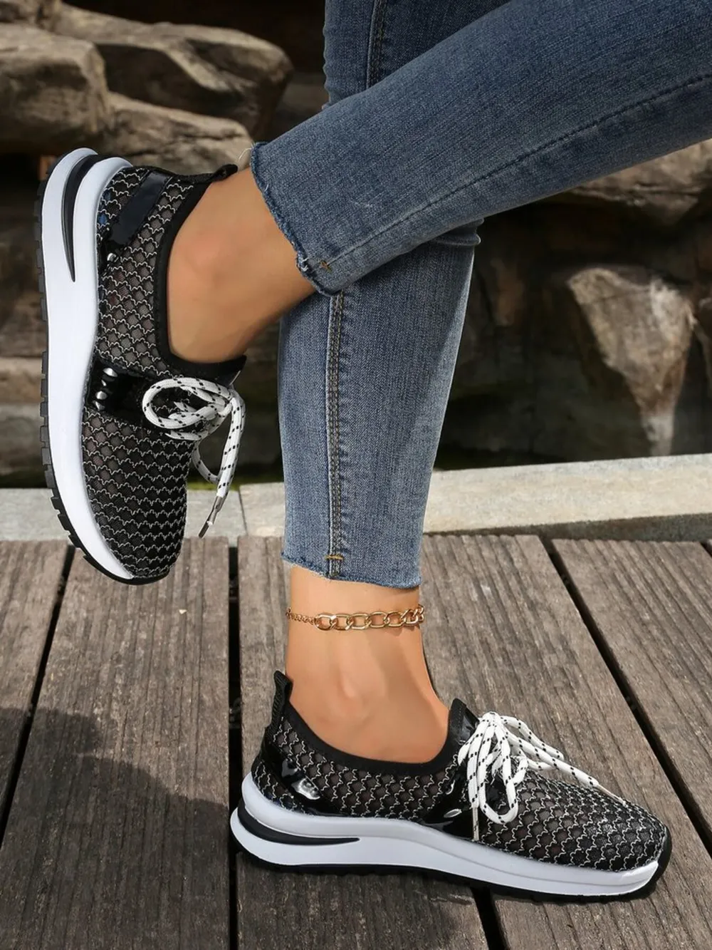 Breathable Mesh Lace-Up Athletic, image 4