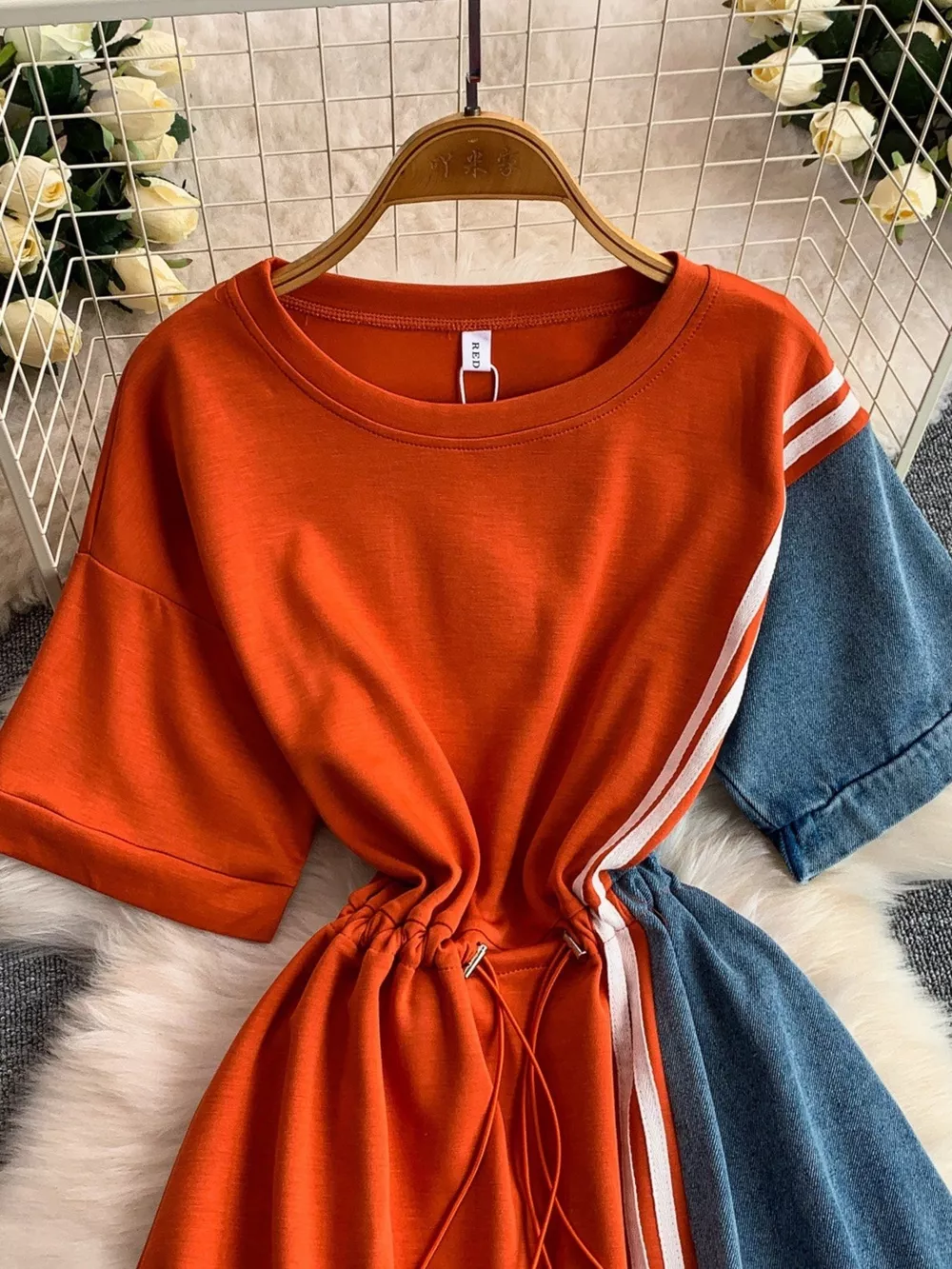 Color Block Short Sleeve Casual Dress, image 4