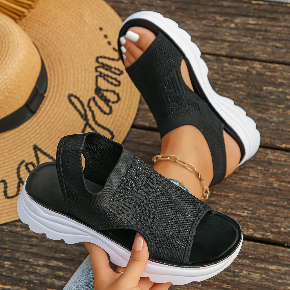 Mesh Open Toe Platform Sandals, image 2