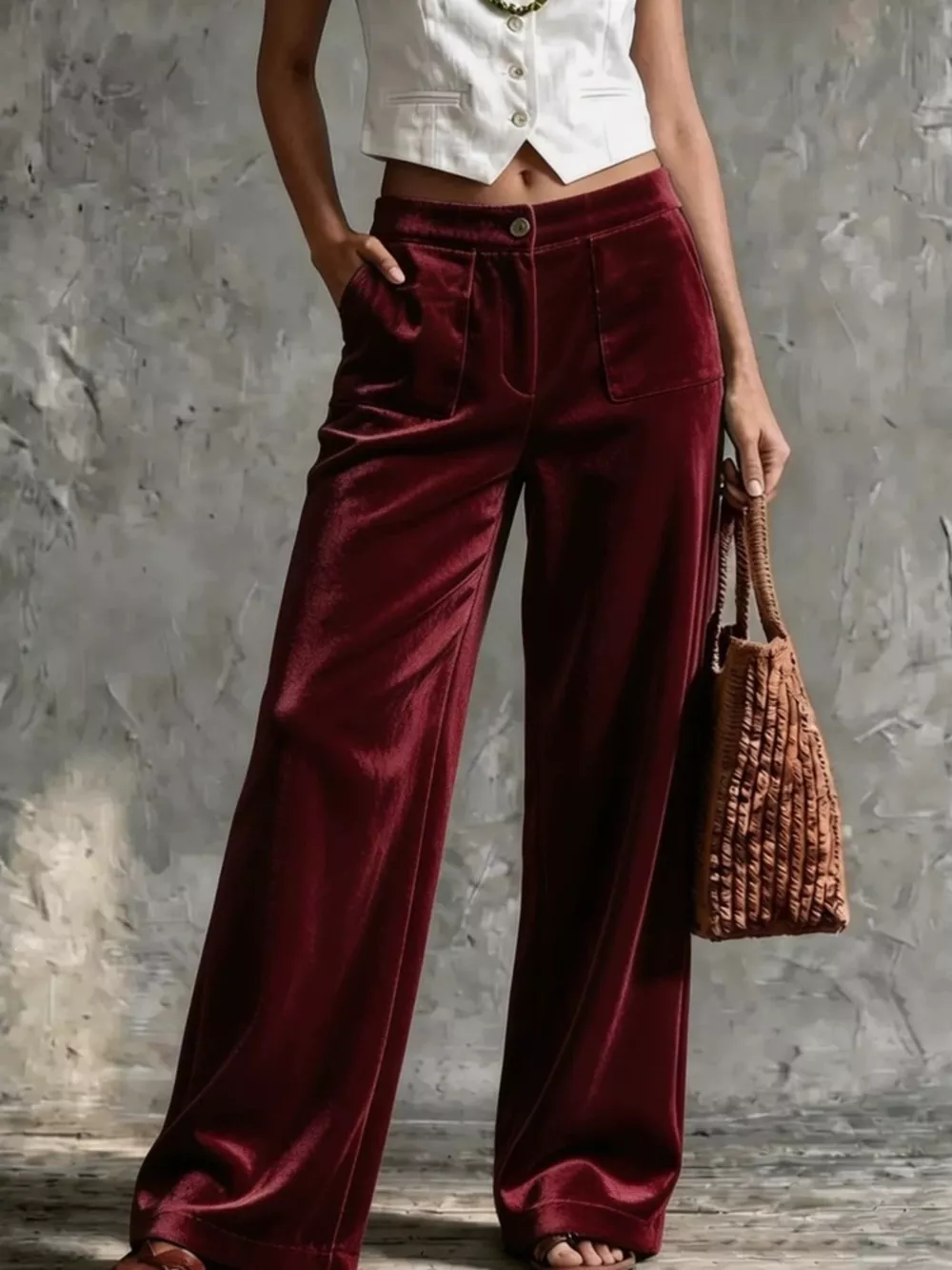 Full Size Velvet Wide-Leg Pants Plus Size, image 13