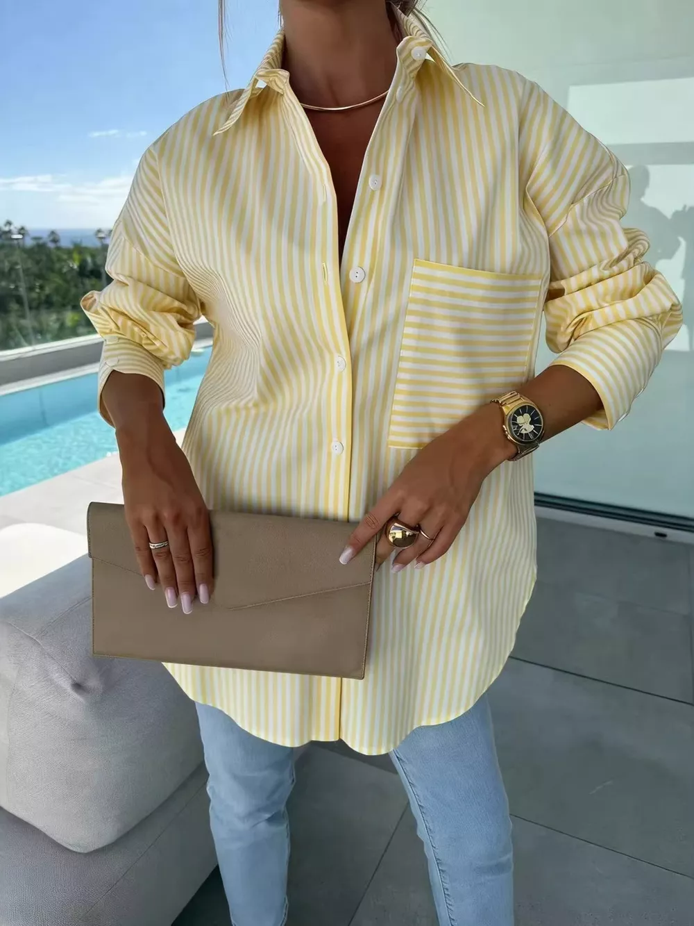 Striped Button Up Long Sleeve Shirt, image 8