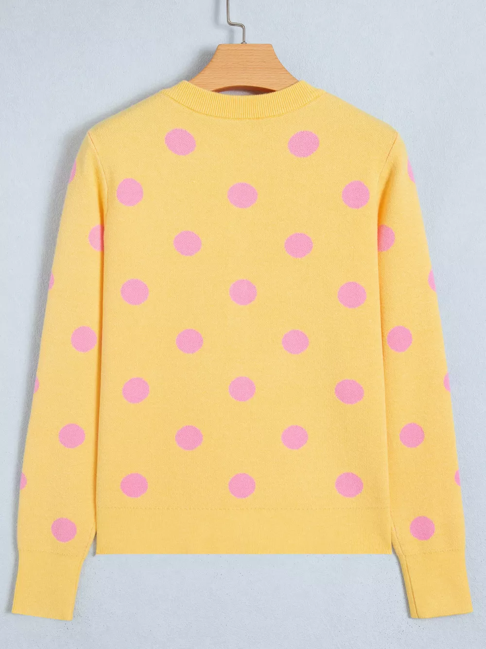 Casual Polka Dot Button Front Long Sleeve Sweater Cardigan, image 3