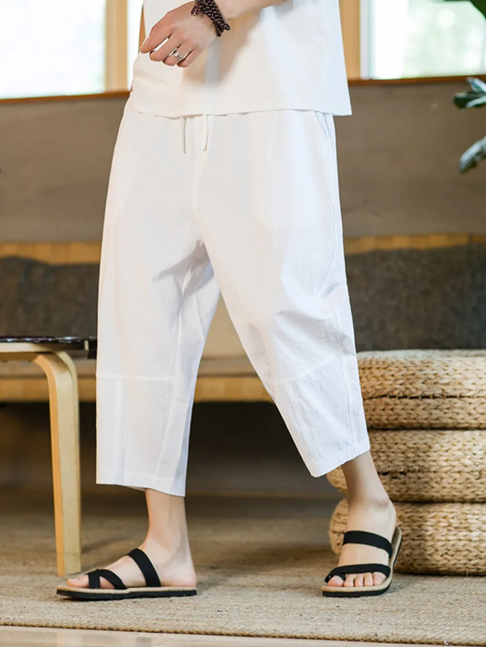 Men's Drawstring Wide Leg Pants, image 7