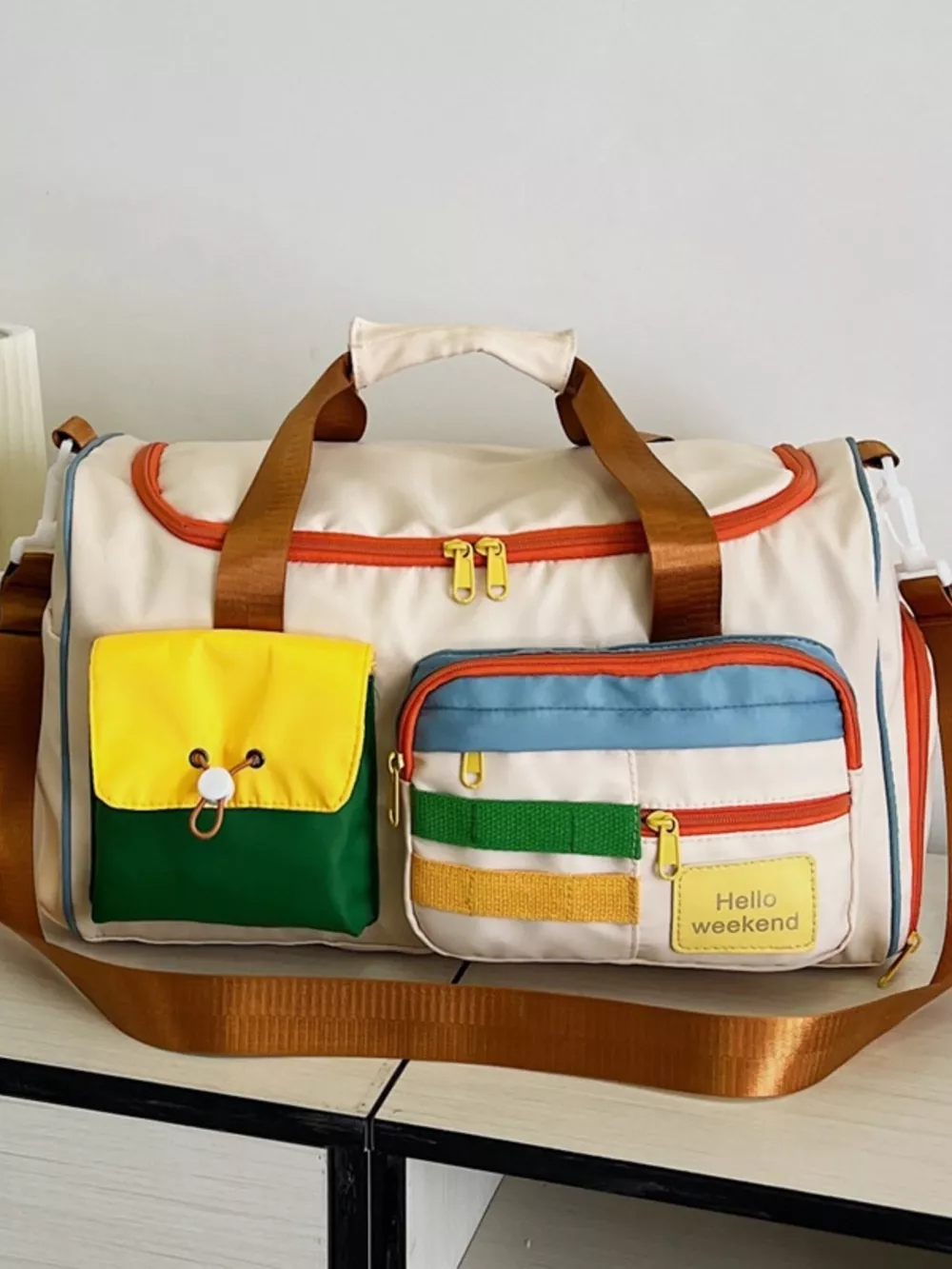 Multi-Pocket Color-Block Travel Bag, image 3