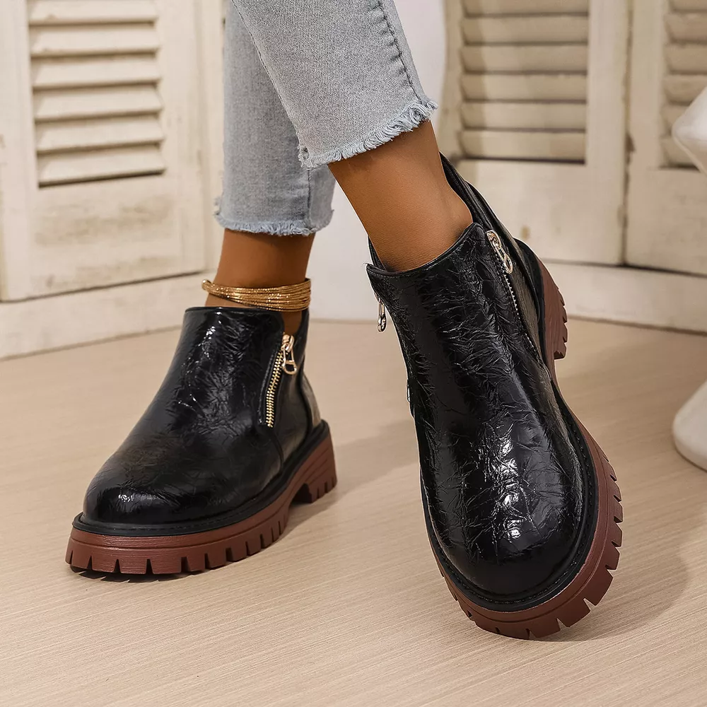 Round Toe Block Heels Boots, image 4