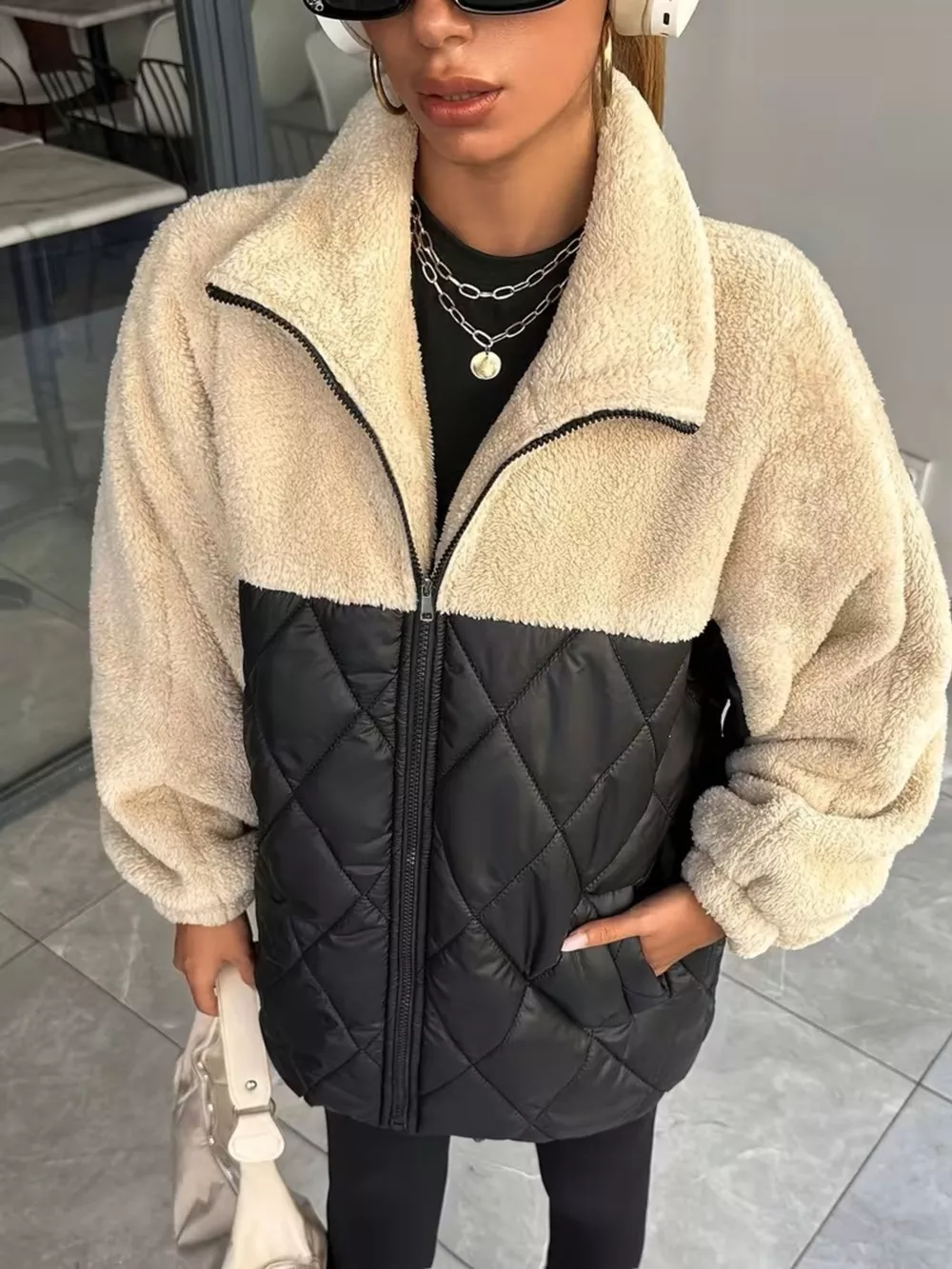 Color-Block Sherpa and Quilted Puffer Outerwear, image 3