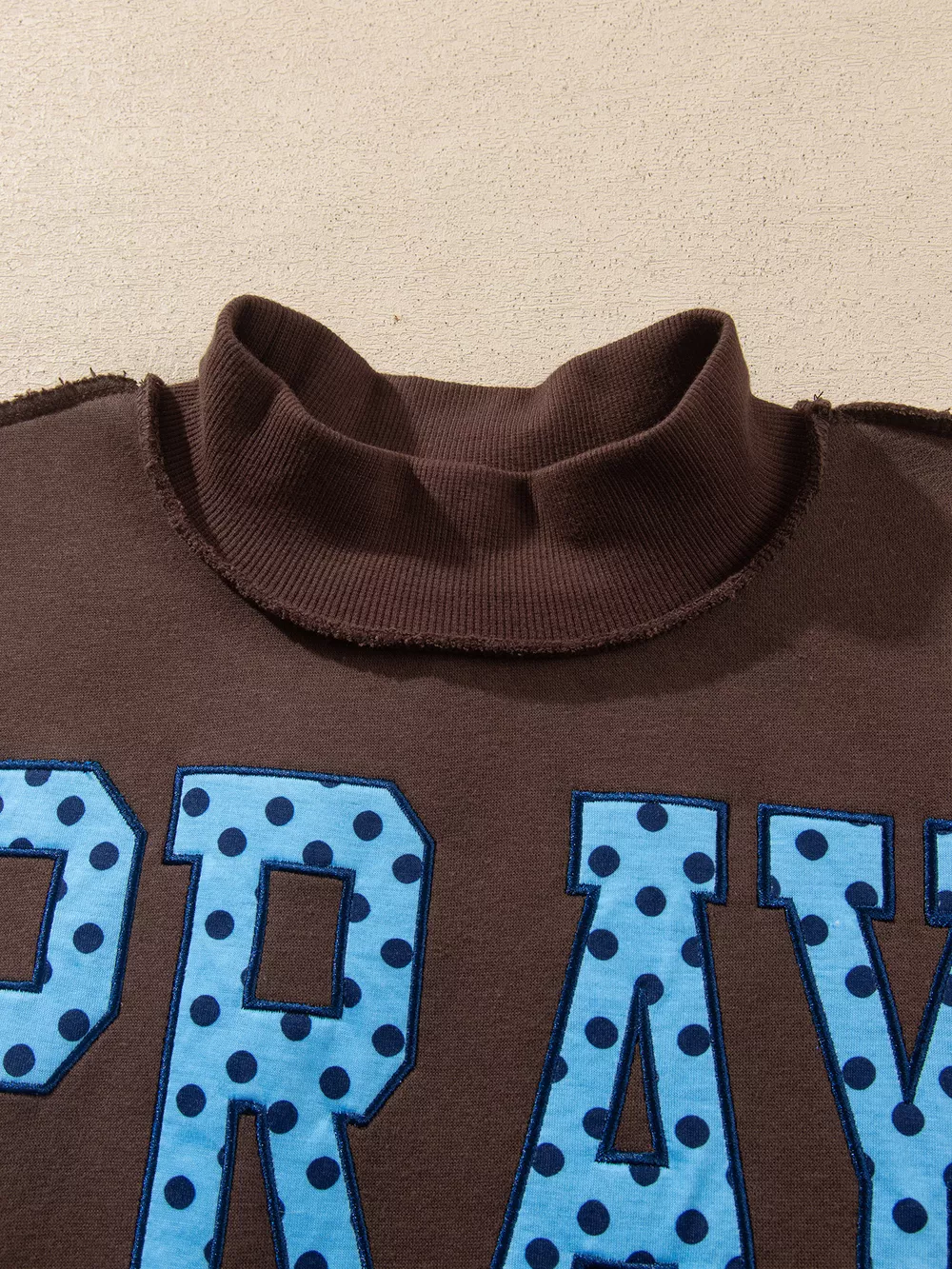 PRAY Polka Dot Embroidered Mock Neck Sweatshirt, image 6