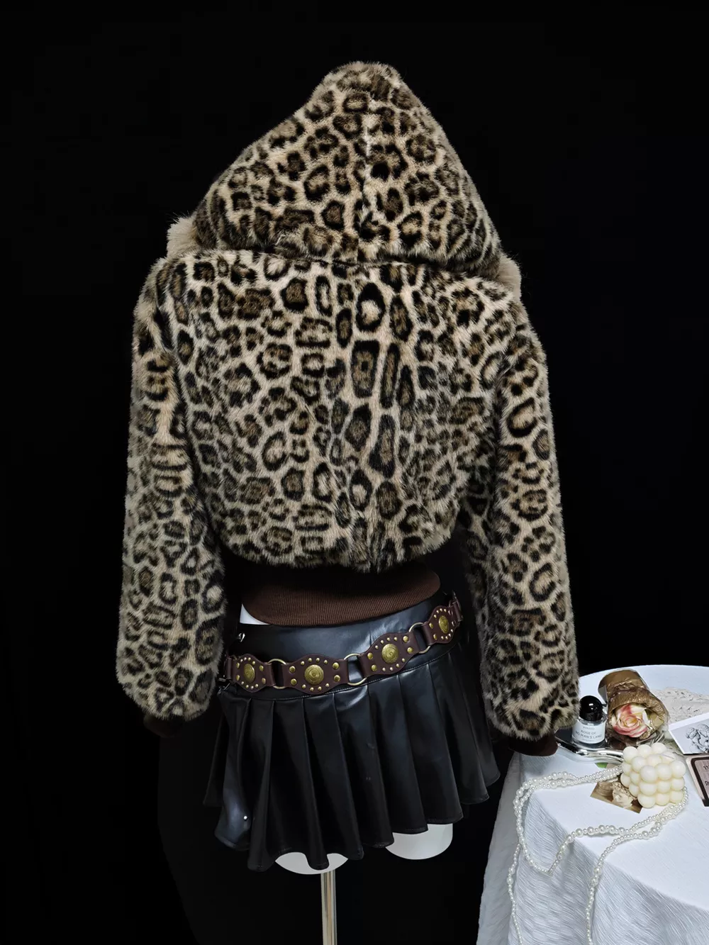 Leopard Faux Fur Hooded Outerwear, image 5