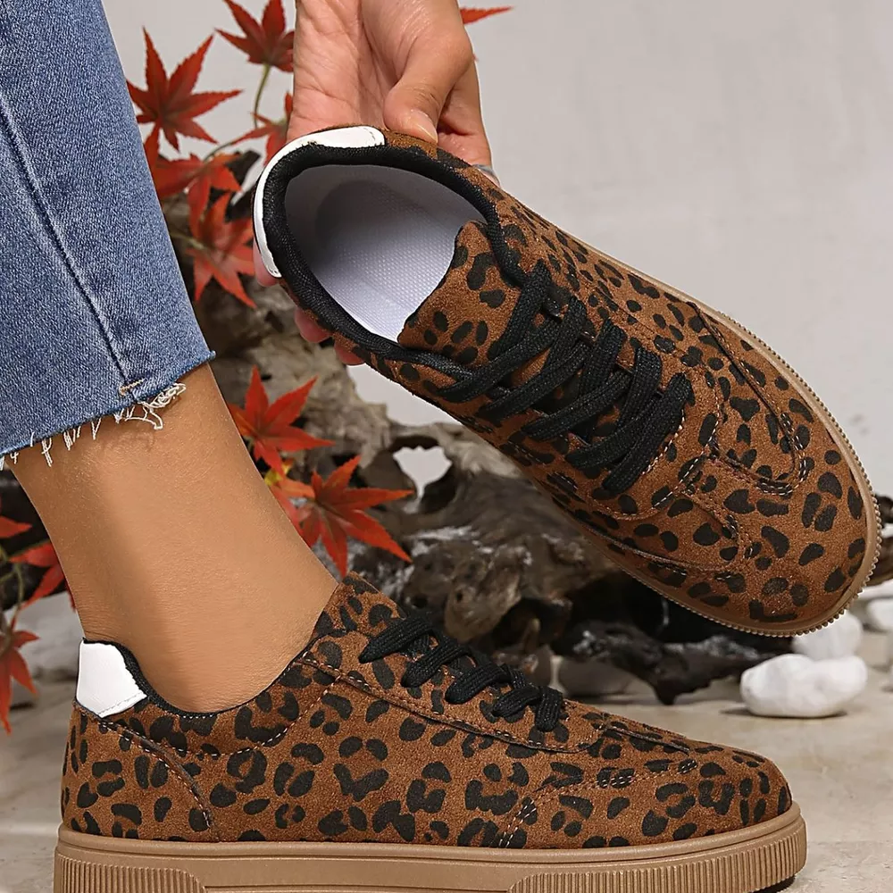 Leopard Lace Up Sneakers, image 5