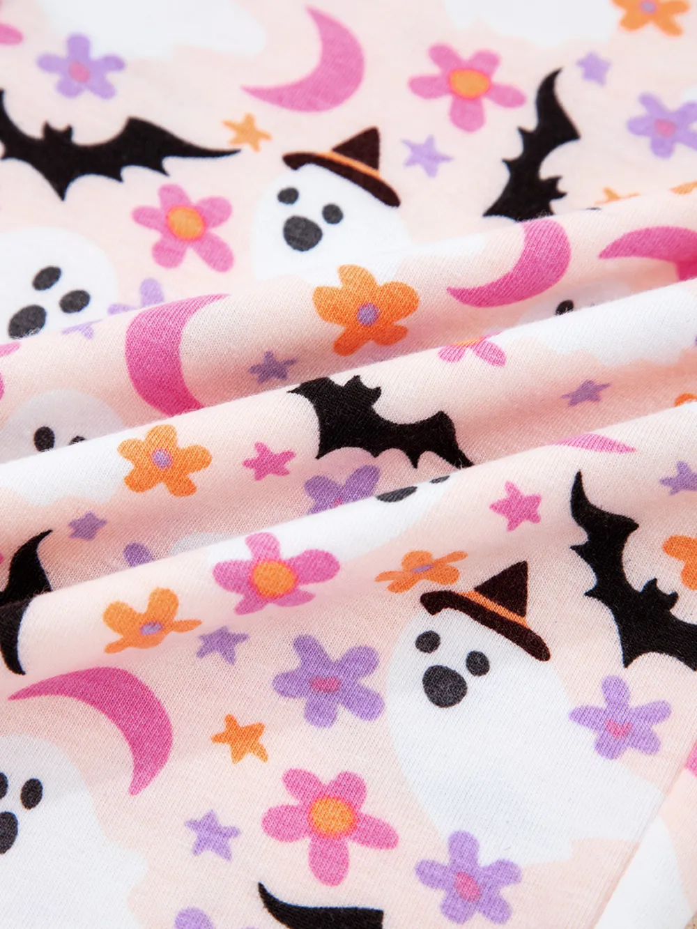 Halloween Ghost Print Button Up Top and Pants Lounge Set, image 3