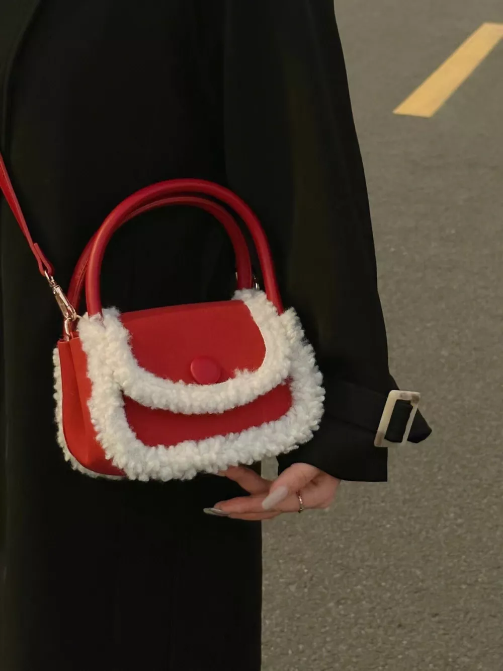 Fluffy Trim Mini Crossbody Bag, image 6
