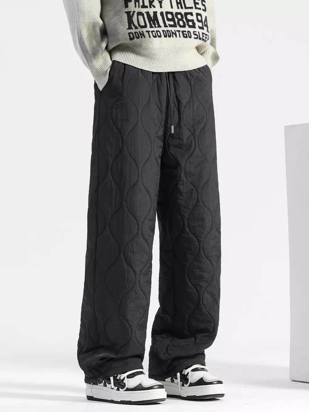 Men's Plus Size Quilted Loose-Fit Pants