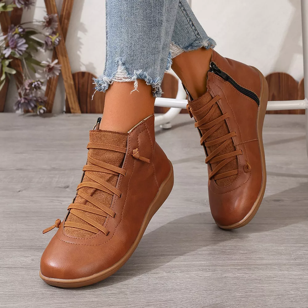 Lace-Up Faux Leather Ankle Boots, image 13