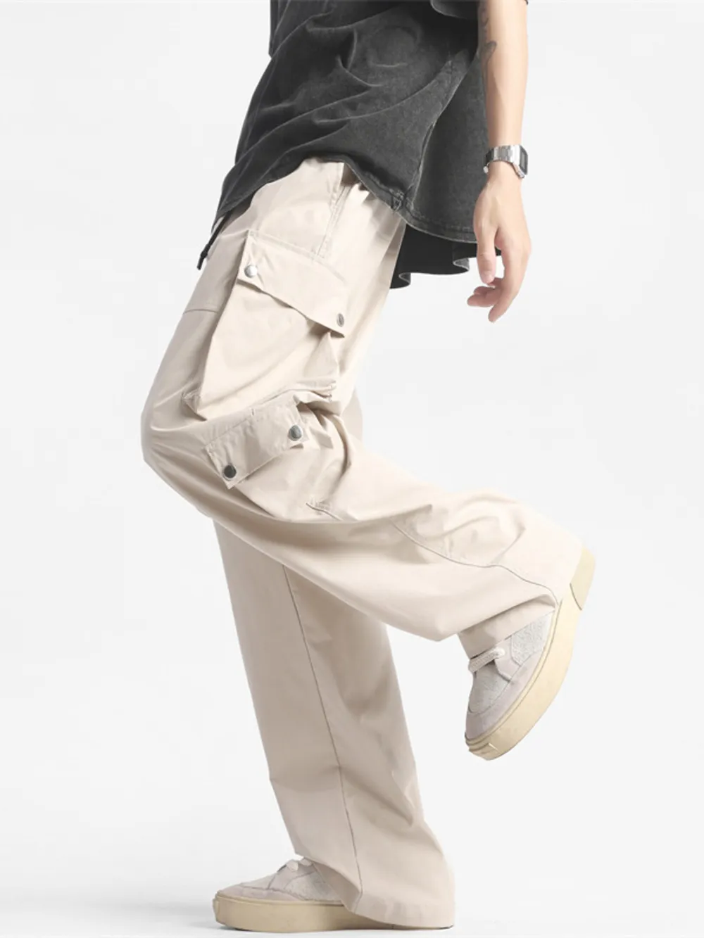 Men's Plus Size Wide Leg Cargo Pants, image 4
