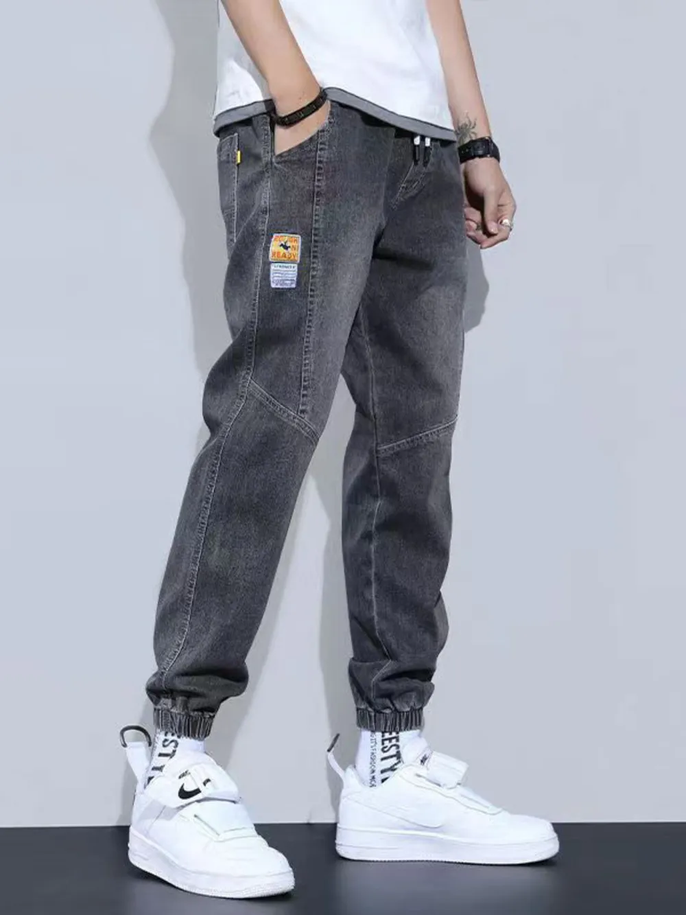 Men's Plus Size Slim Fit Wash Jeans, image 6