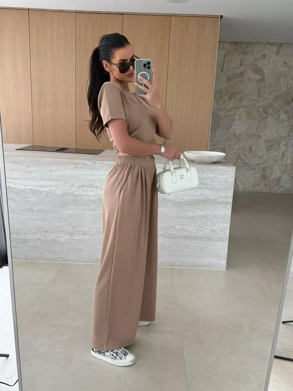 Drawstring Crop Top and Wide-Leg Pants Set, image 12