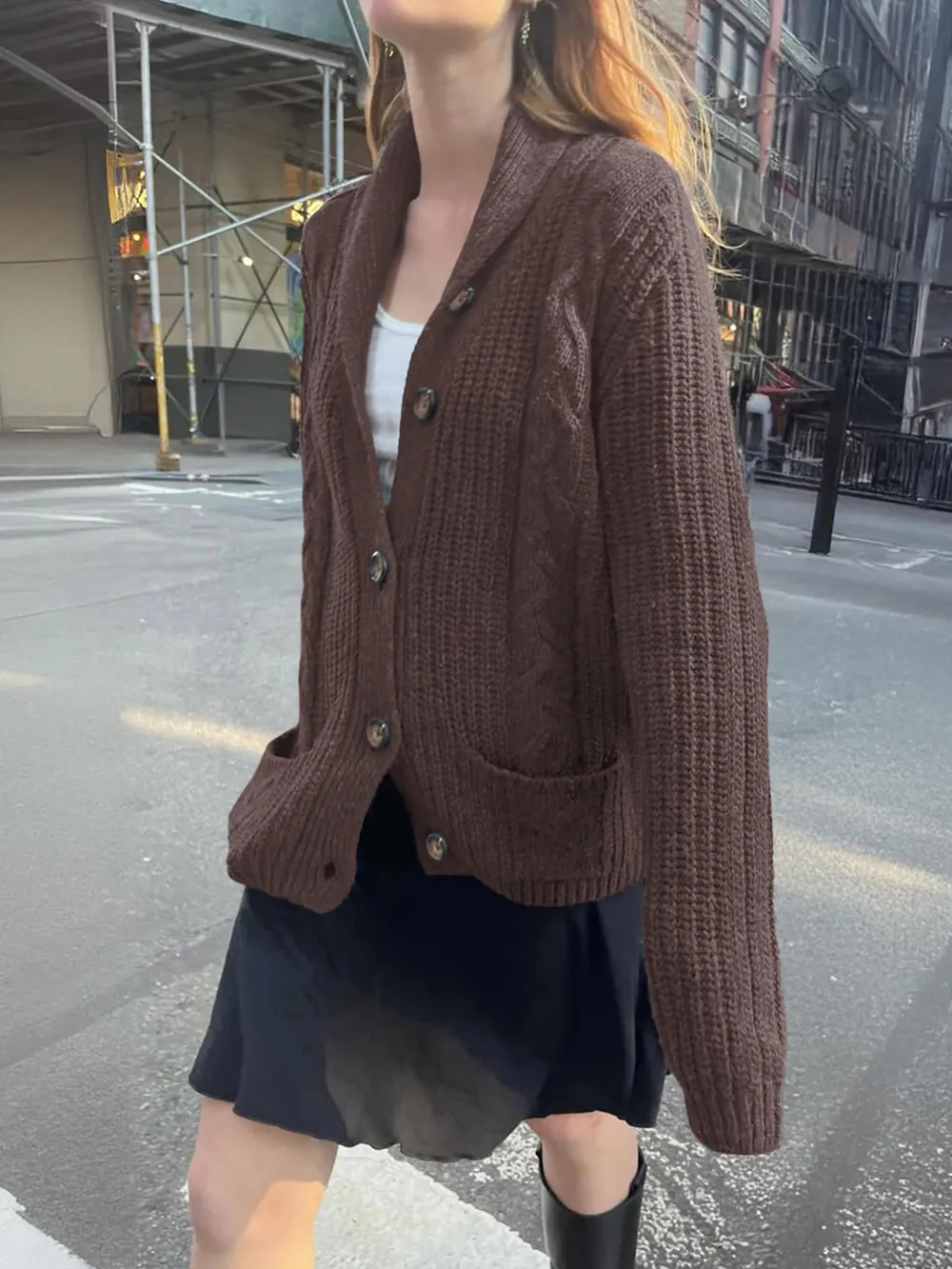 Cable Knit Button Up Cardigan, image 5