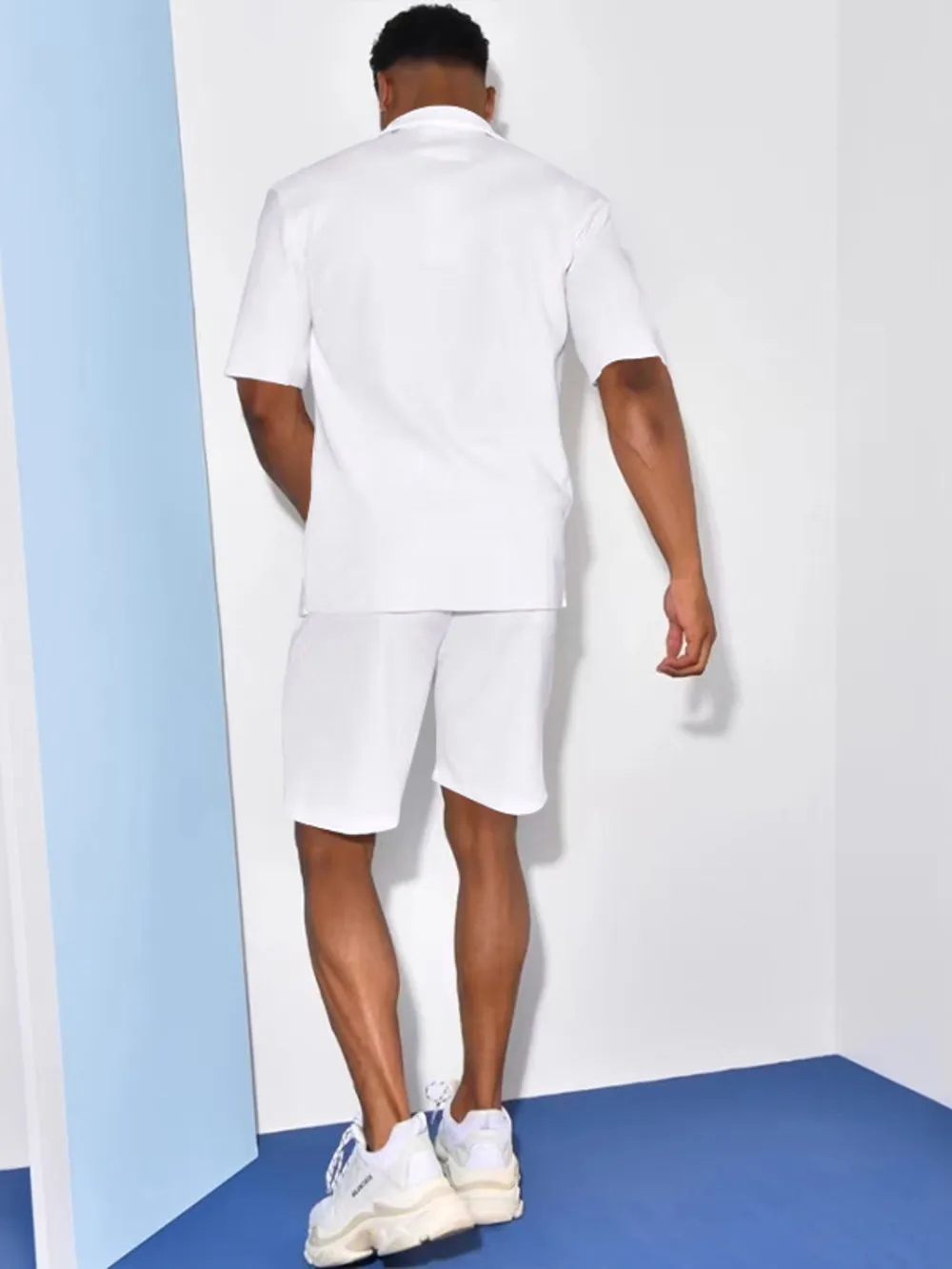 Men's Plus Size Button Up Shirt and Shorts Set, image 4