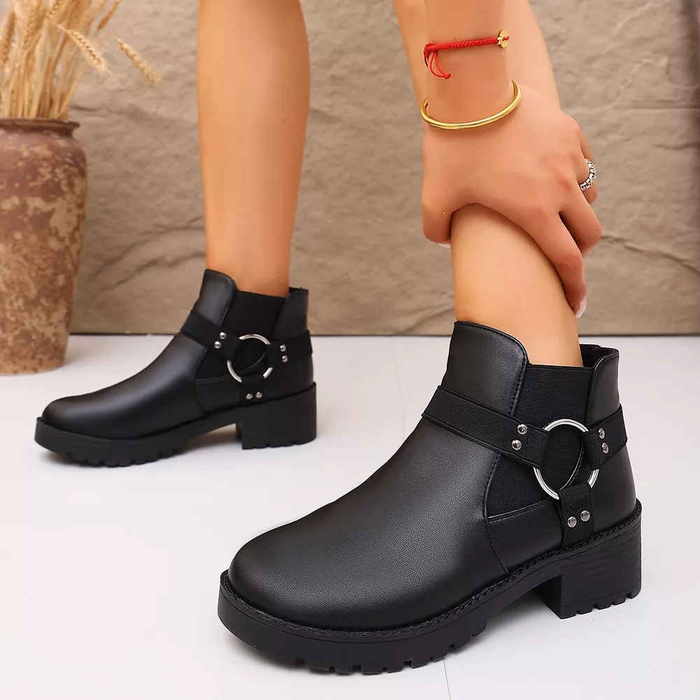 Round Toe Block Heels Boots, image 4