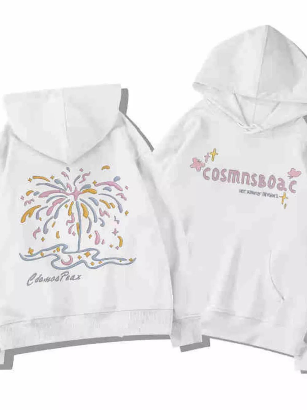 Full Size Fireworks Graphic Kangaroo Pocket Hoodie Plus Size, image 8