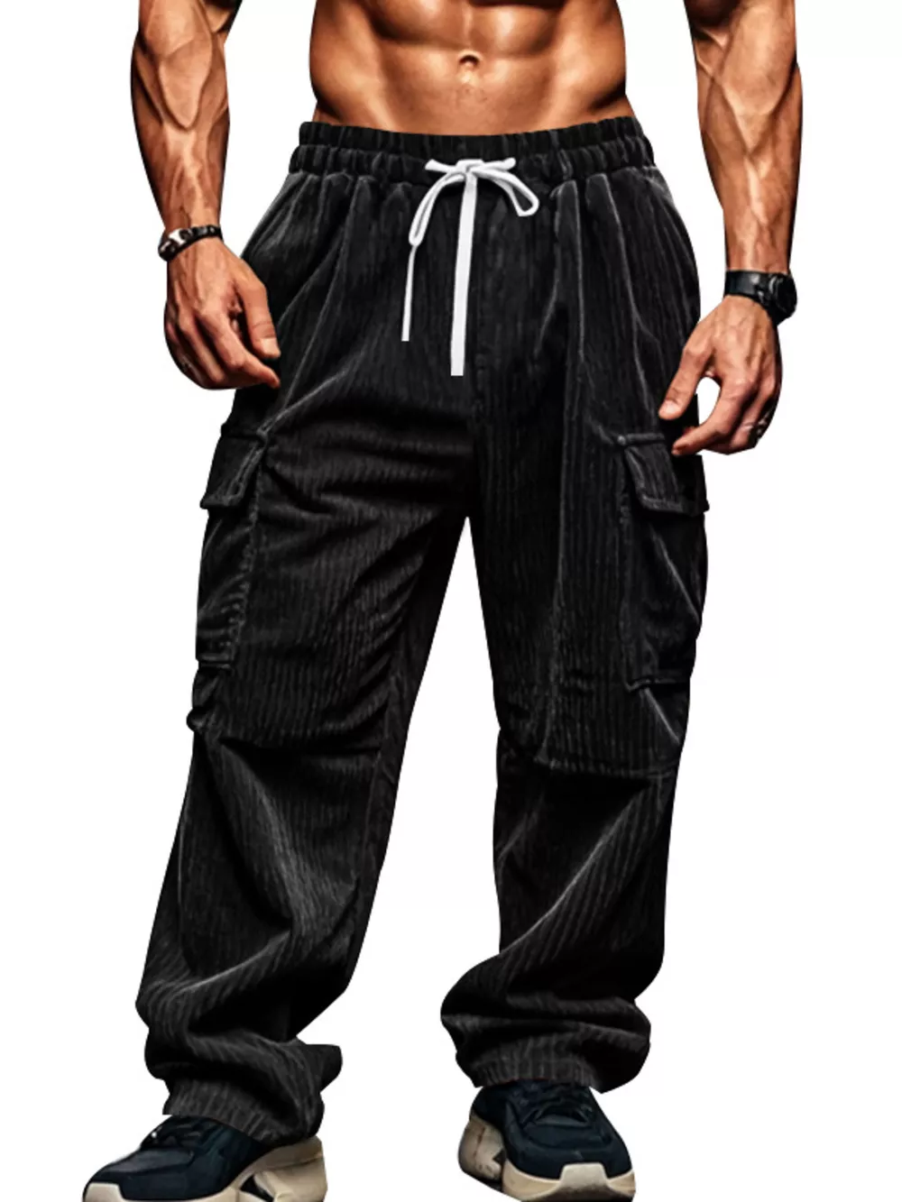 Men's Full Size Corduroy Cargo Pants Plus Size, image 4