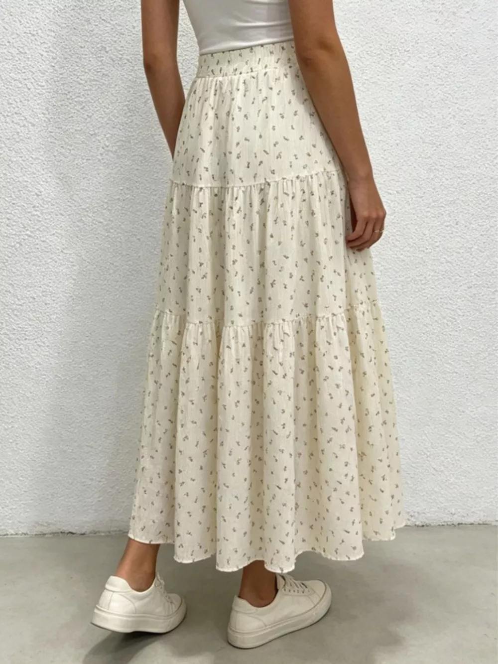 Floral Print Tiered Flowy Maxi Skirt, image 5