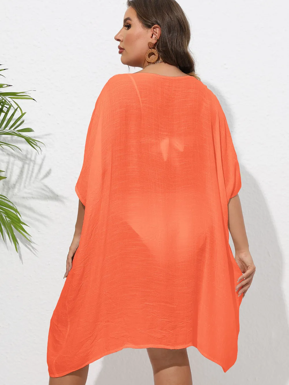 Crochet Trim V-Neck Beach Cover Up Dress, image 33