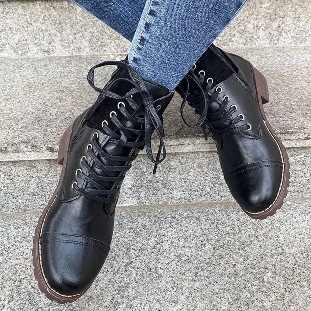 Lace-Up Block Heels Boots, image 2
