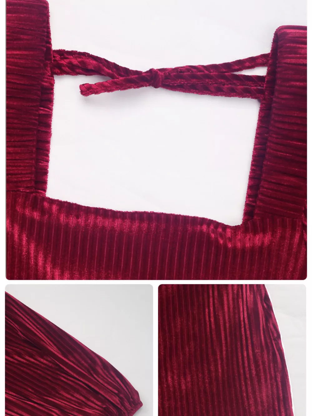 Velvet Square Neck Long Sleeve Dress, image 8