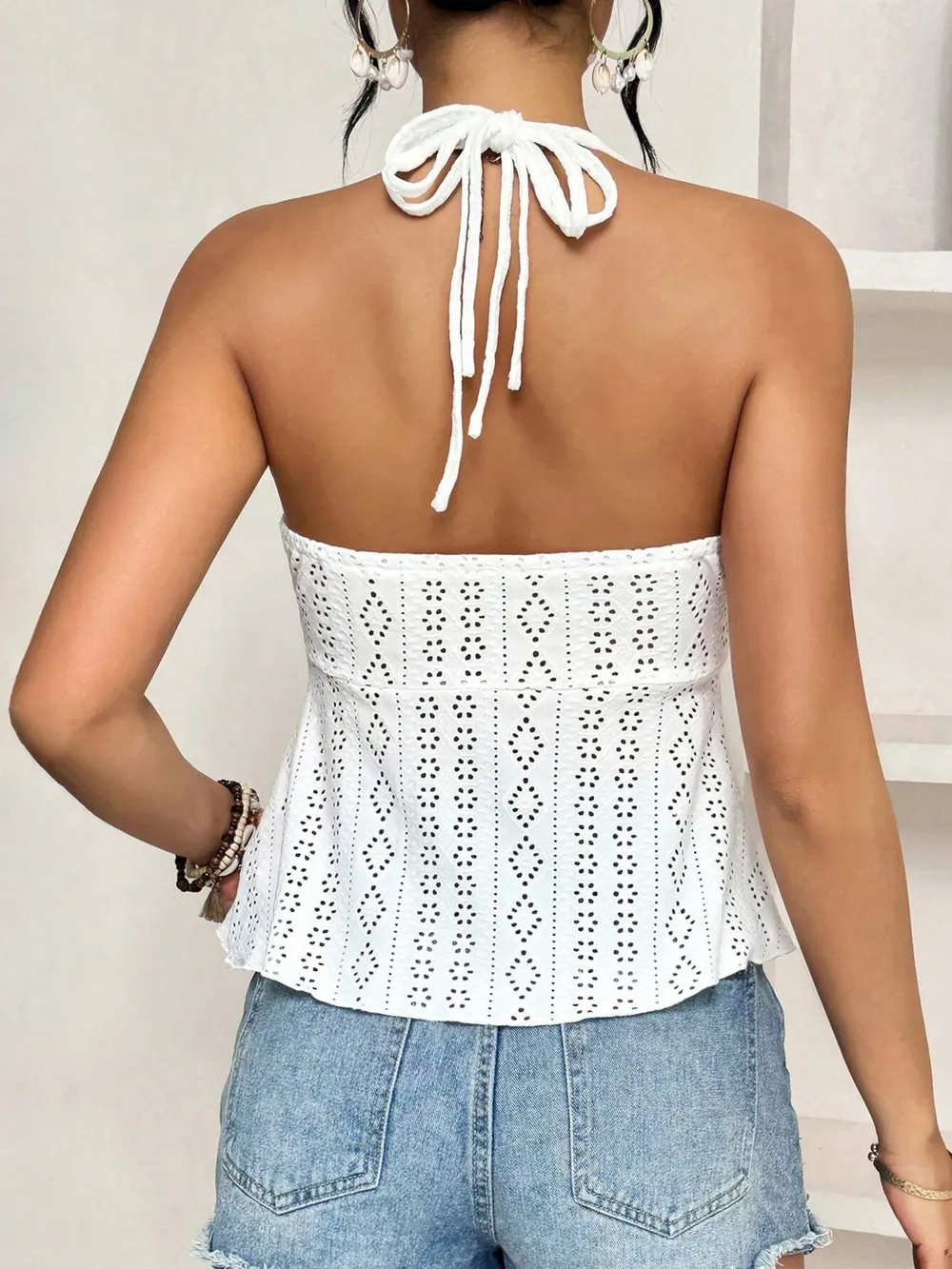 Eyelet Halter Neck Cami Top, image 2