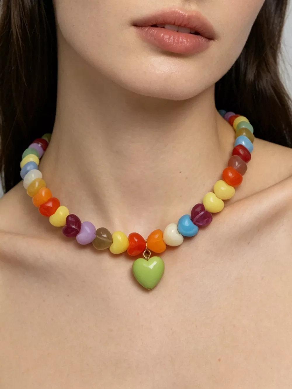Colorful Heart Bead Necklace, image 4