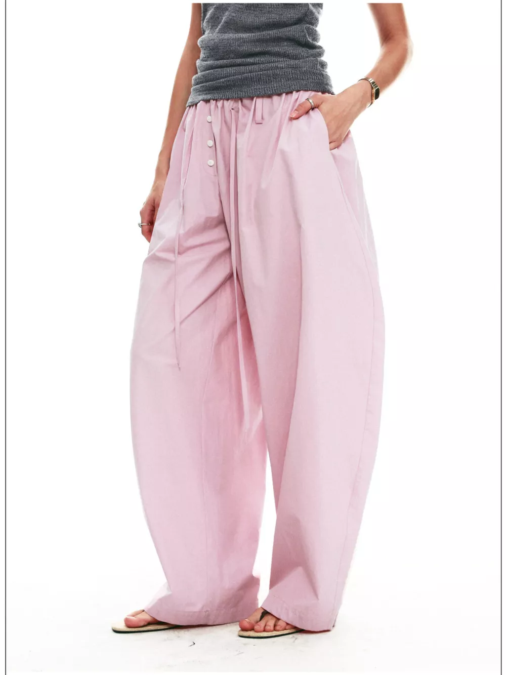 Drawstring Wide-Leg Pants, image 10
