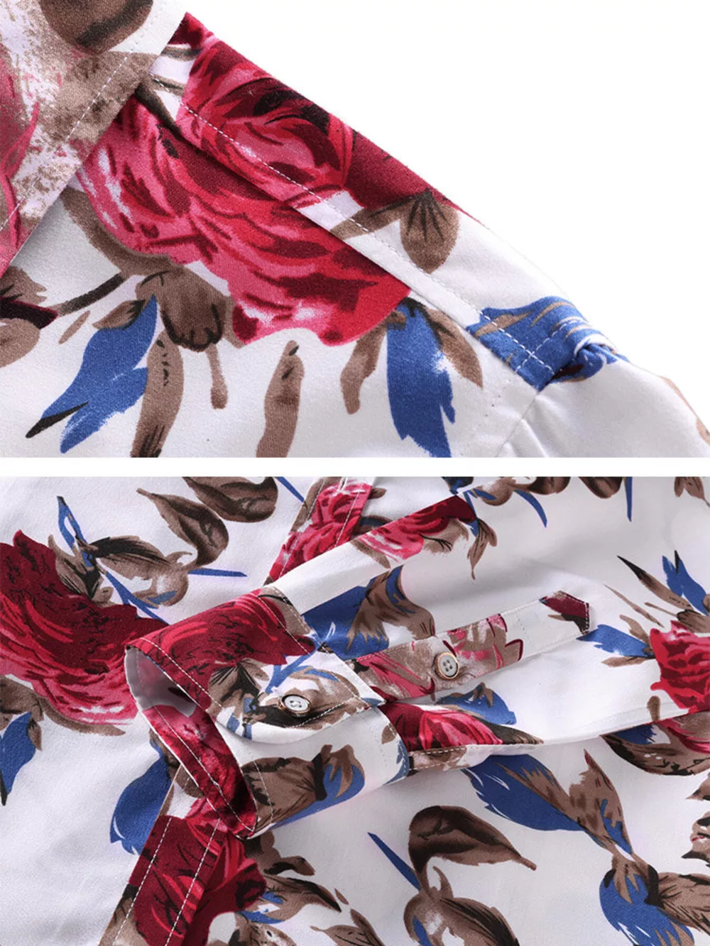 Men's Plus Size Long Sleeve Floral Print Button-Down Shirt, image 5