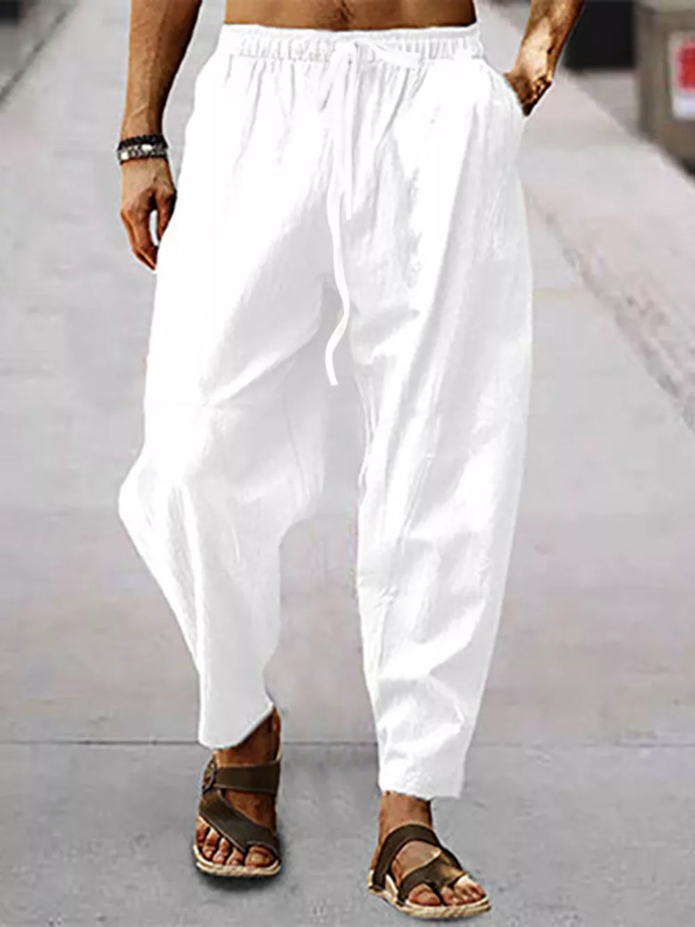 Men's Full Size Drawstring Wide Leg Pants Plus Size, image 8
