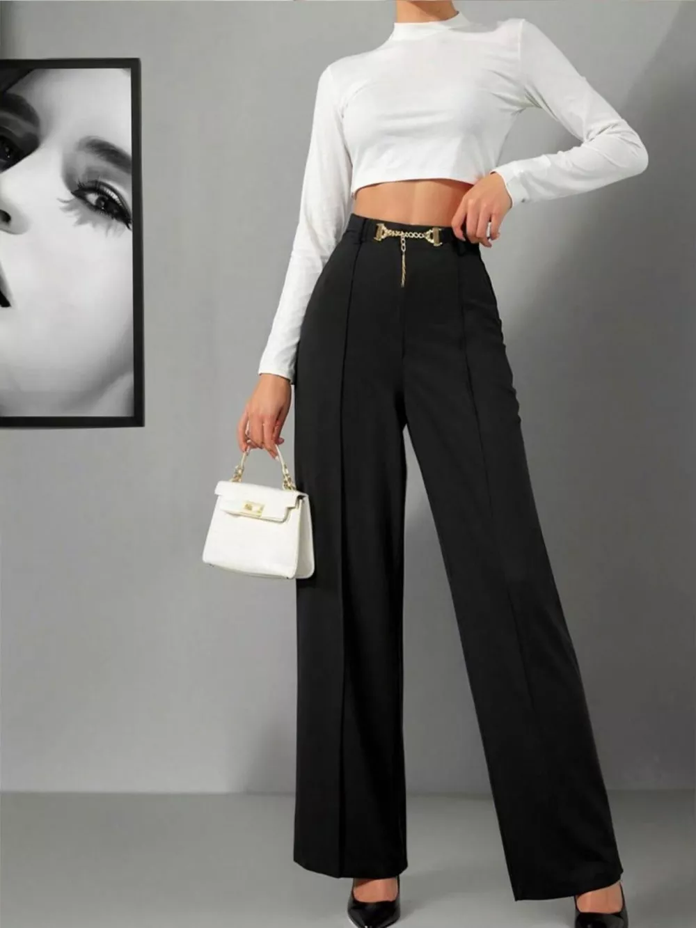 Wide-Leg High Waist Pants, image 2