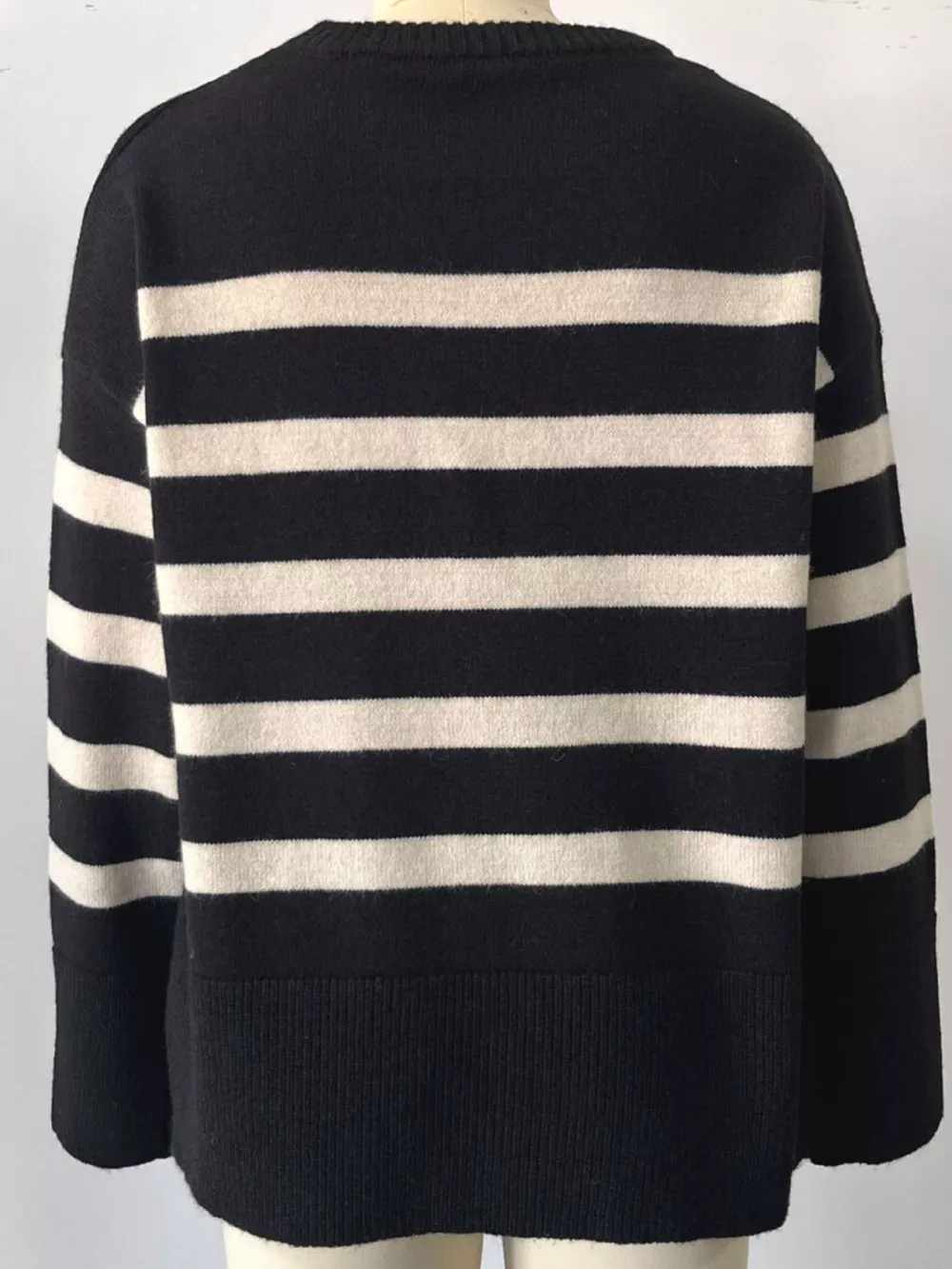 Side Slit Striped Oversized Knit Sweater, image 9