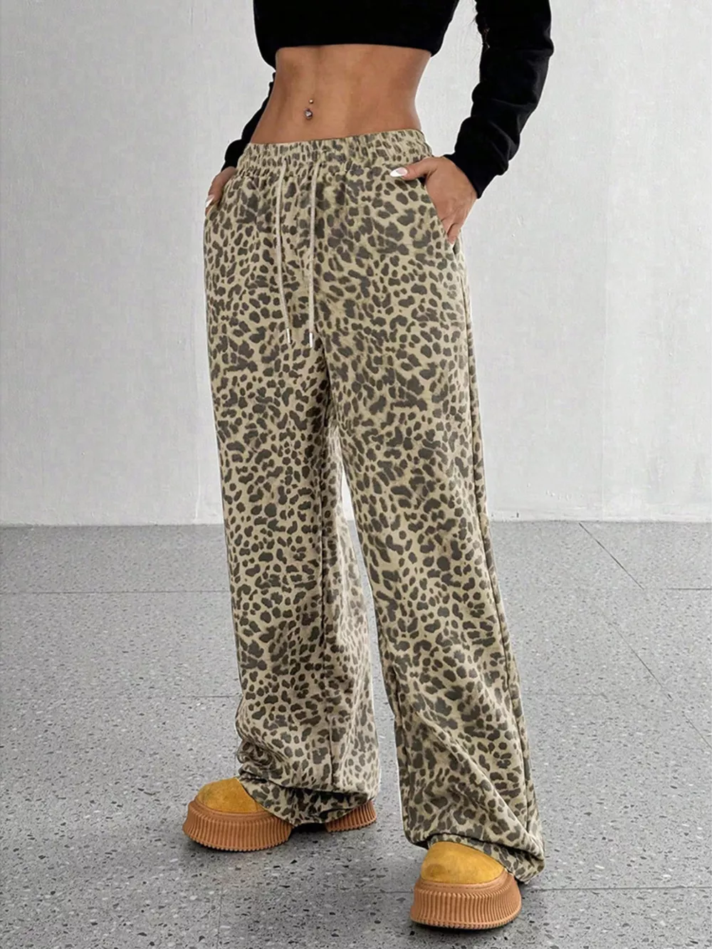 Full Size Leopard Print Wide Leg Pants Plus Size, image 3